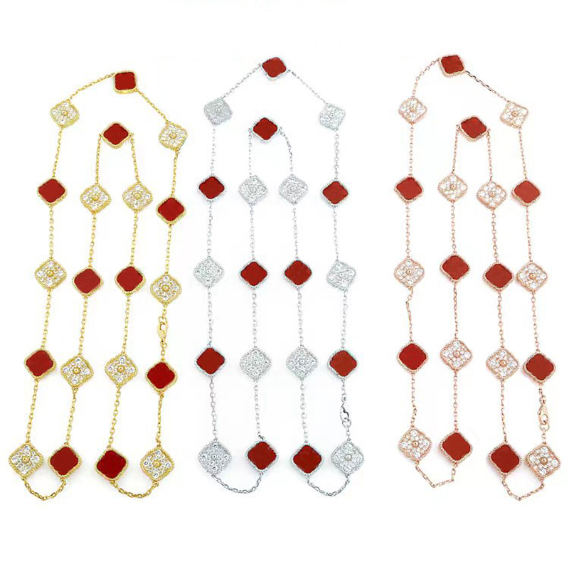

2023 new luxury crystal Choker necklace 18k gold-plated charm women 20 clover necklace 316L titanium steel designer necklace