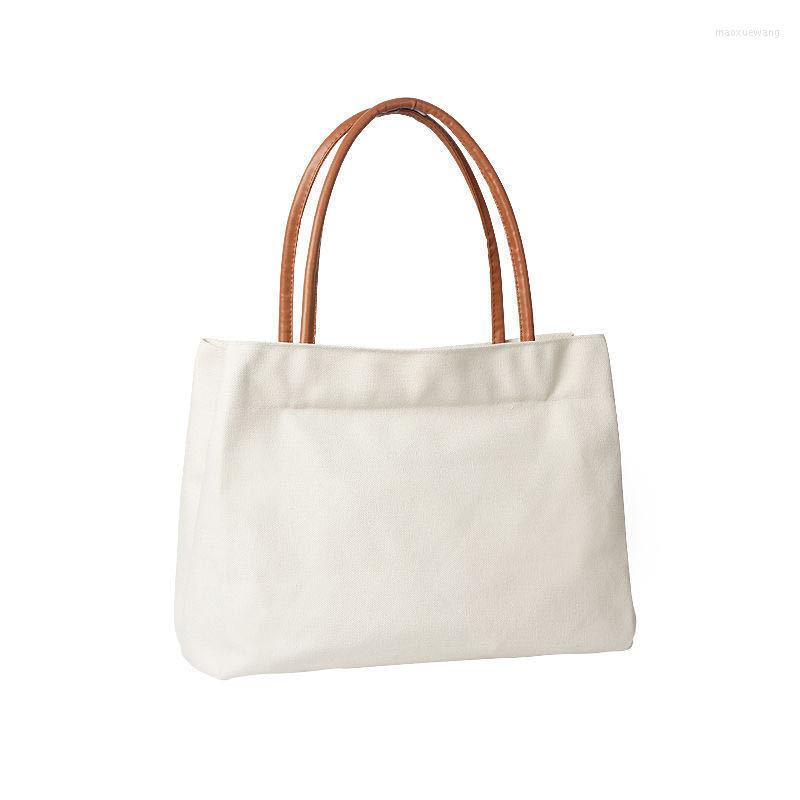 

Evening Bags 2023 Fashion Densified Canvas Tote Bag Women's Single Shoulder Large Capacity Handbag Nature Style Casual Female Purse, White