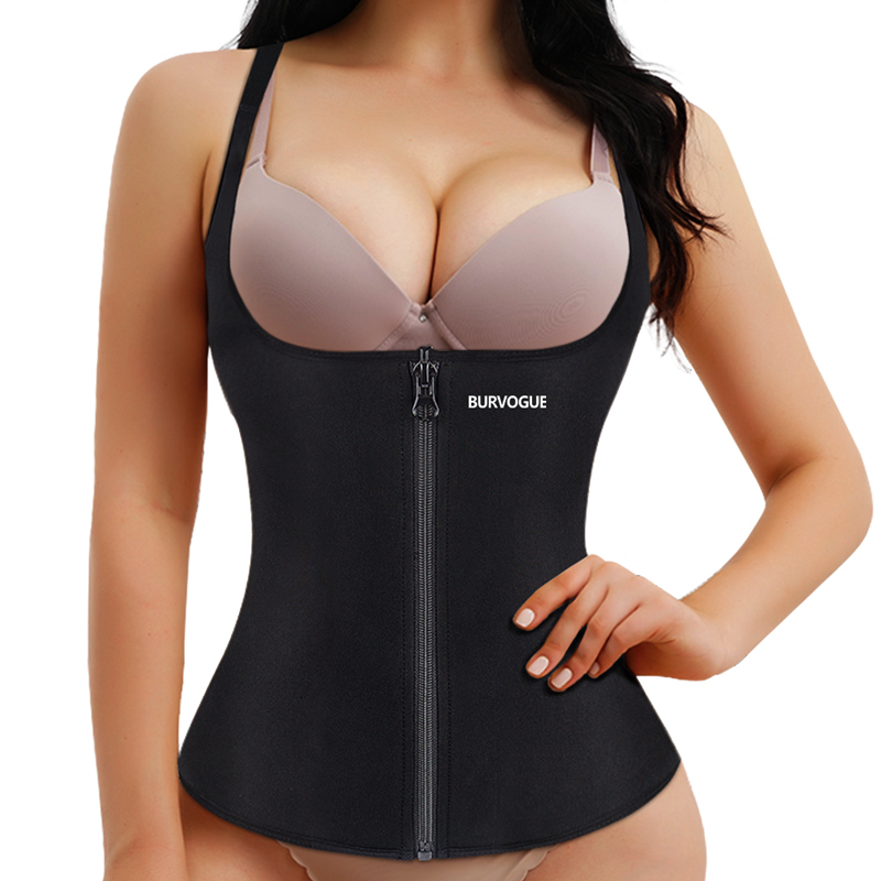 

Women's Shapers Burvogue Waist Trainer Corset Underbust Shapewear Latex Body Shaper Tummy Slimming Underwear Women Weight Loss Sauna Sweat Vest 230316, Black