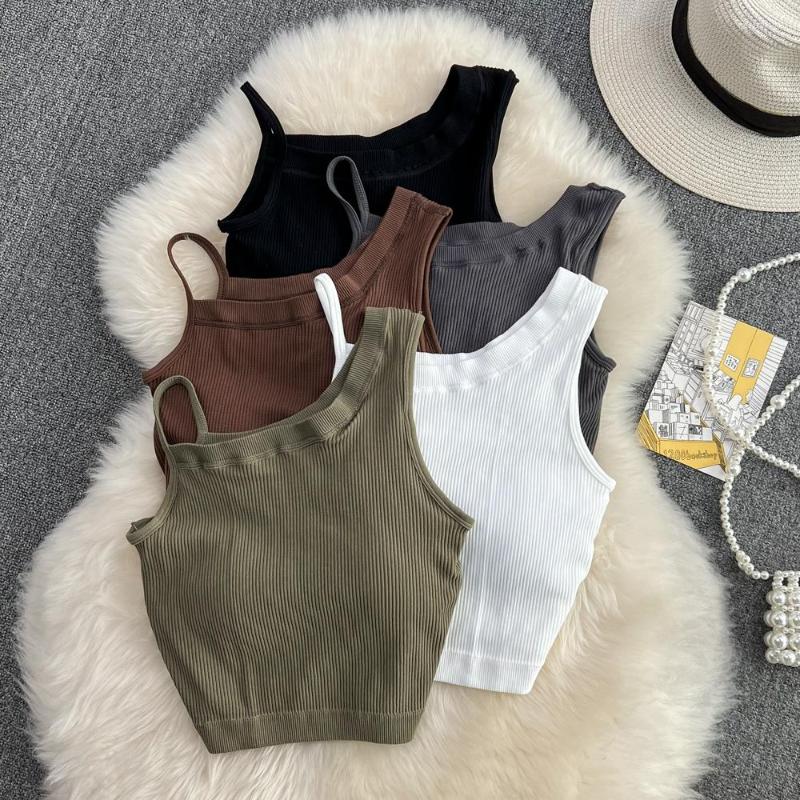 

Women's Tanks 2023 Summer Sports One Shoulder Tank Top Women Wear Chic Spicy Girls Sexy Slim Short Open Back, Black