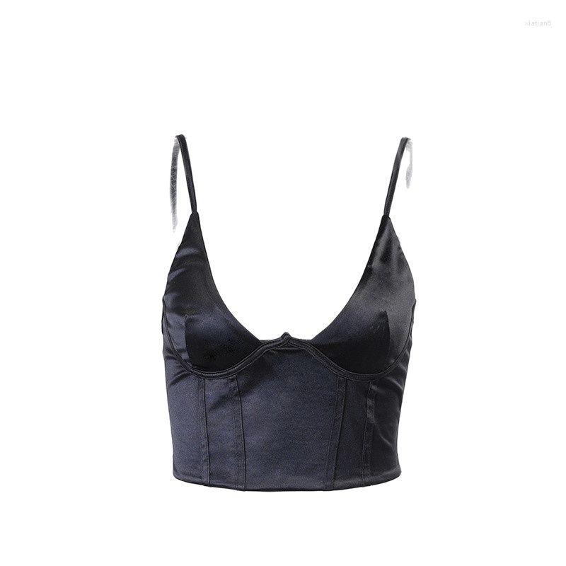 

Women's Tanks Atoshare Satin Corset Tops Women Sexy Bustier V Neck Floral Camis Summer Club Festival Outfits, Blue