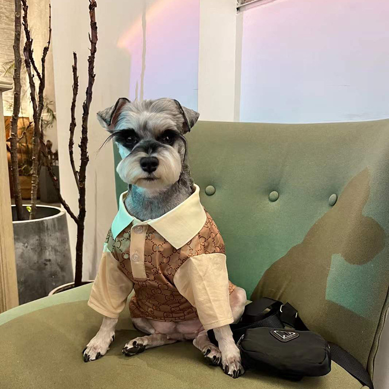 

Dog Apparel Dog Supplies Pet Dog Clothes Summer Medium and Small Dogs Schnauzer Teddy Clothes Summer Thin T-shirt Brown Lapel