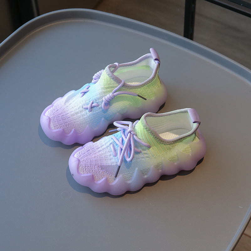 

2023 Spring Children Shoes Girls Sports Shoes Fashion Brand Kids Sneaker Outdoor Training Breathable Knitting Boy Shoes Size 21-32, Blue