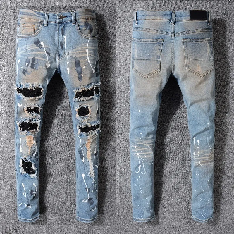 

2023 New Arrivals amirs Mens Luxury Designer Denim Jeans Holes Trousers Jean COOLGUY Biker Pants Man Clothing #523 wPX, Blue