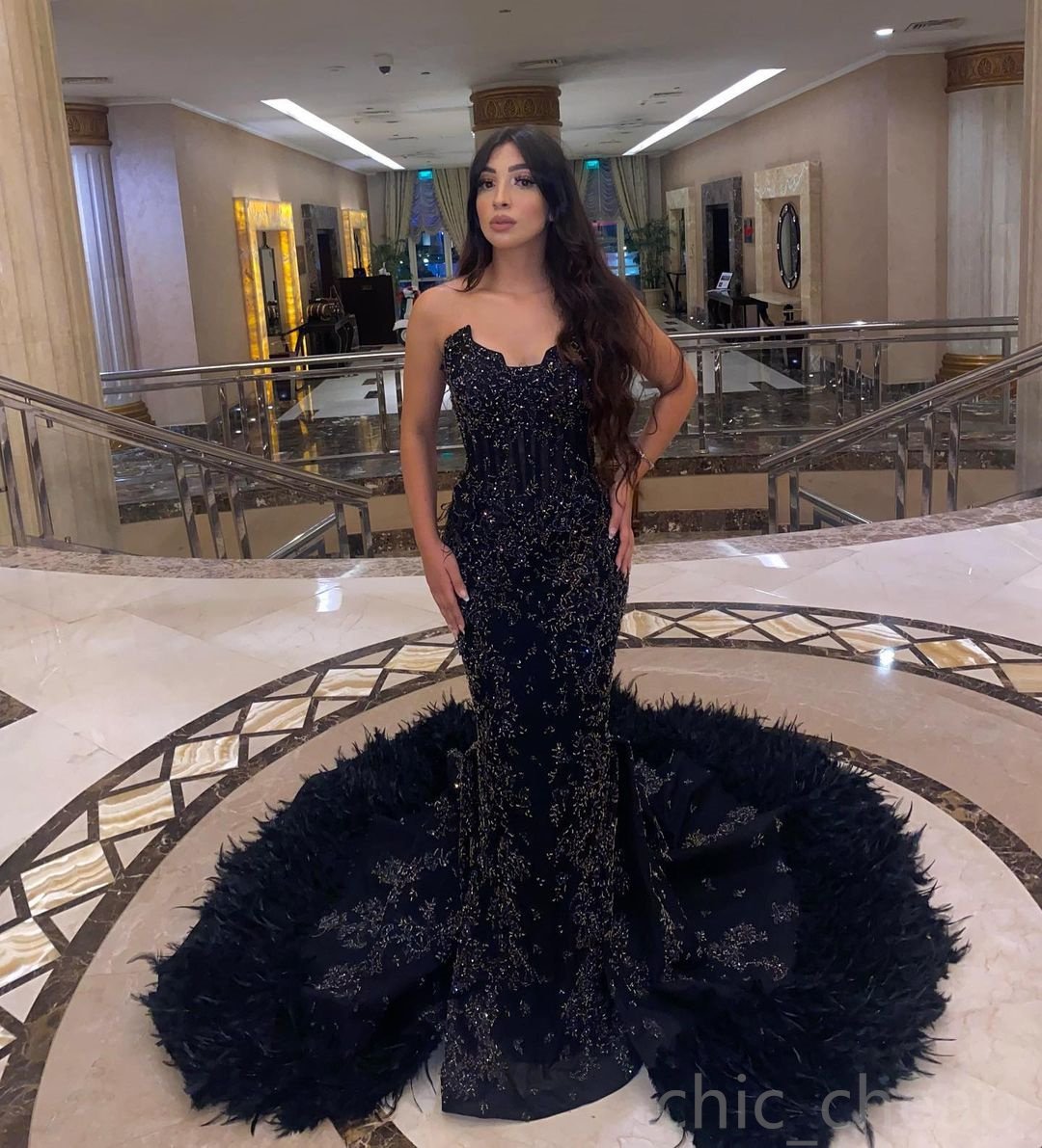 

2023 Arabic Aso Ebi Mermaid Lace Prom Dresses Beaded Feather Luxurious Evening Formal Party Second Reception Birthday Engagement Gowns Dress JZ4445, Light purple