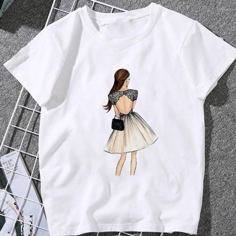 

Women' T Shirts Summer Women Shirt 2023 Fashion Beauty Champagne Pattern Printing Ts, 22998