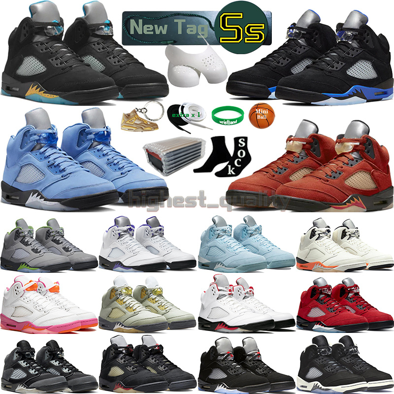 

5 Basketball Shoes for men women 5s Craft Aqua Concord UNC Green Bean Racer Blue Bird Oreo Metallic Raging Fire Red We The Best BlueBird Anthracite Mens Sports Sneakers, Color-21