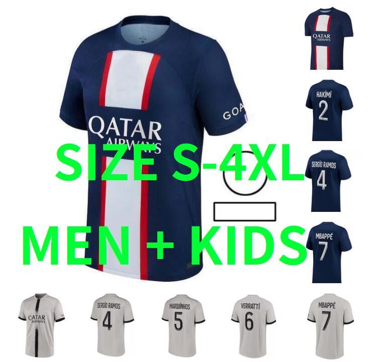 

22 23 pSGS soccer jerseys MBAPPE KEAN SERGIO RAMOS 2022 2023 MARQUINHOS VERRATTI PLAYER #30 Maillots de football shirt ICARDI GANA WIJNALDUM DRAXLER Men kids kit