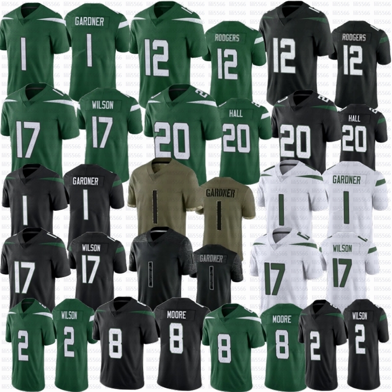 

Garrett Wilson Ahmad Sauce Gardner Aaron Rodgers Football jerseys Breece Hall Zach Wilson Elijah Moore Jersey, White