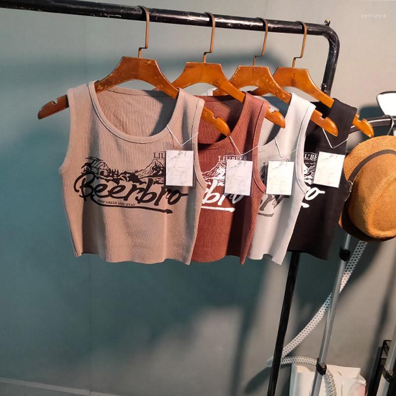 

Women's Tanks Boring Honey Women Summer Vintage Y2k Clothes Crop Tops Print Streetwear Fashion Tank O-Neck Sexy Slim Thin Sleeveless Top, Black