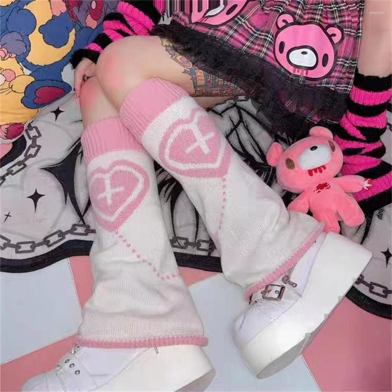 

Women Socks Women's Love Cross Cover Lolita Goth Hand Warmer Fashion Y2k Leggings Japanese Knit Legs Cosplay, White