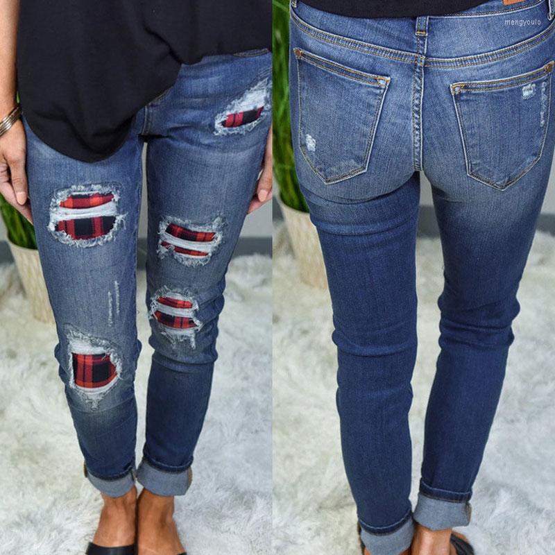 

Women's Jeans Denim Women Autunm Printed Inlay Fashion Elegant Trousers Slimming Patchwork, Blue