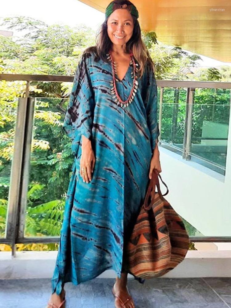 

Women's Swimwear Beach Dresses For Women 2023 Tie Dye Printed Maxi Swimsuit Cover Ups Rayon Kaftans V Neck Summer Loose Seaside Bathing, Gray tie dye covers