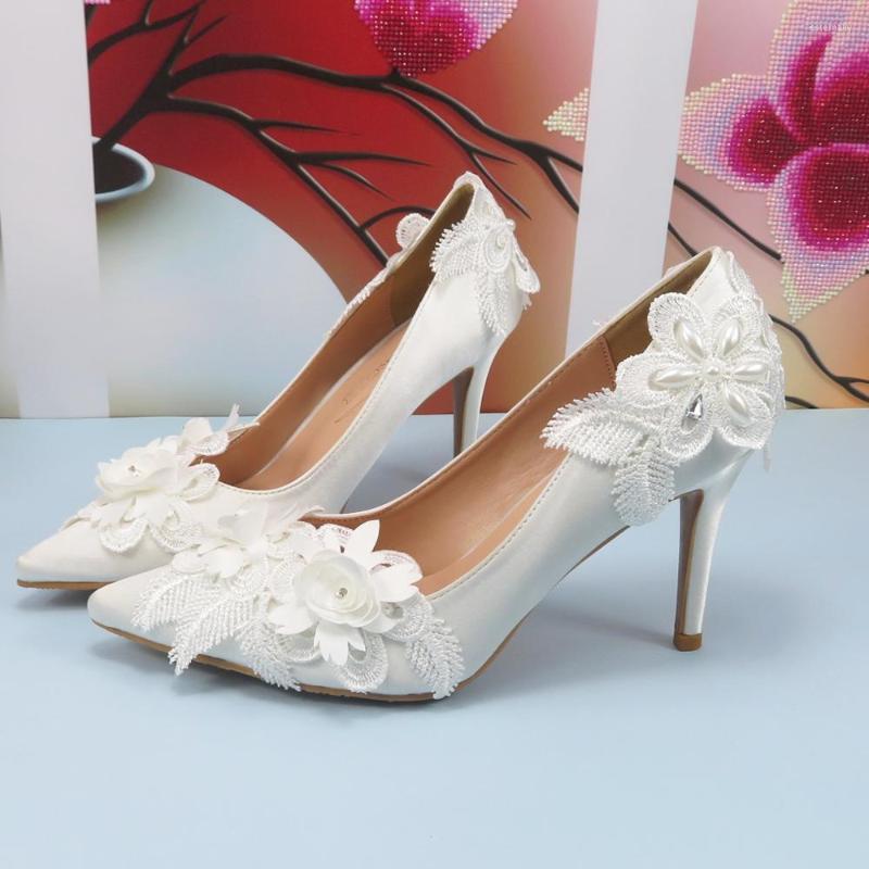 

Dress Shoes Pointed Toe White High Heel Flower Wedding Bride Ladies Shallow Woman Fashion Platform Party Women, 9cm sandals