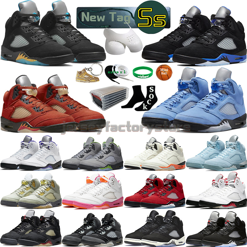 

With Box 5 Basketball Shoes for men women 5s Craft Aqua Concord UNC Green Bean Racer Blue Bird Oreo Raging Fire Red We The Best Bluebird Oregon Hare Mens Sports Sneakers, Color-14