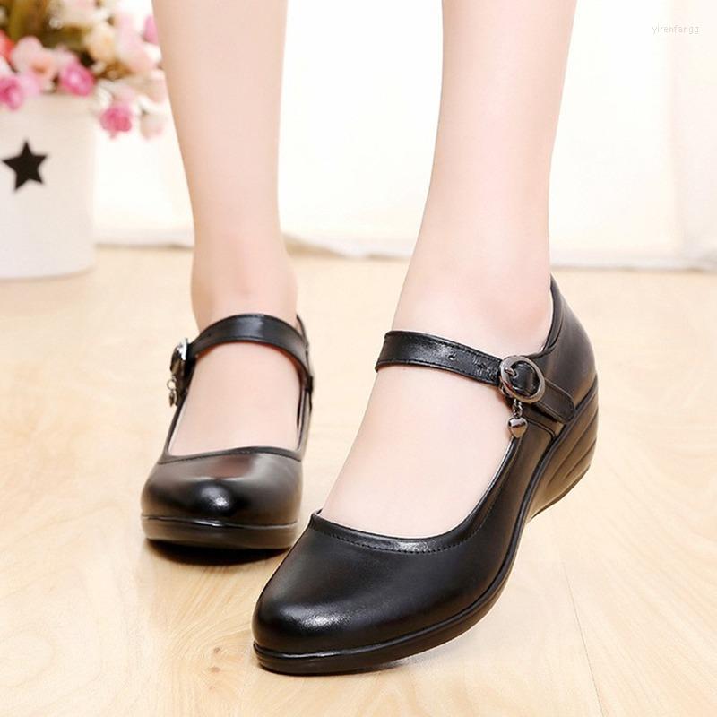

Dress Shoes Plus Size Wedges Mary Jane Ankle Strap Round Toe Fashion Women Female Pumps Work Etiquette Ladies, White