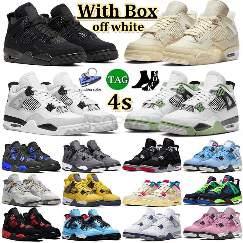 

designer shoes With Box Jumpman 4 Basketball Shoes Men Women Big Size 13 Seafoam Military Black Cats 4s Bred IV Cactus Jack Doernbecher Midnight Navy Peach sandal, 36-47 white cement