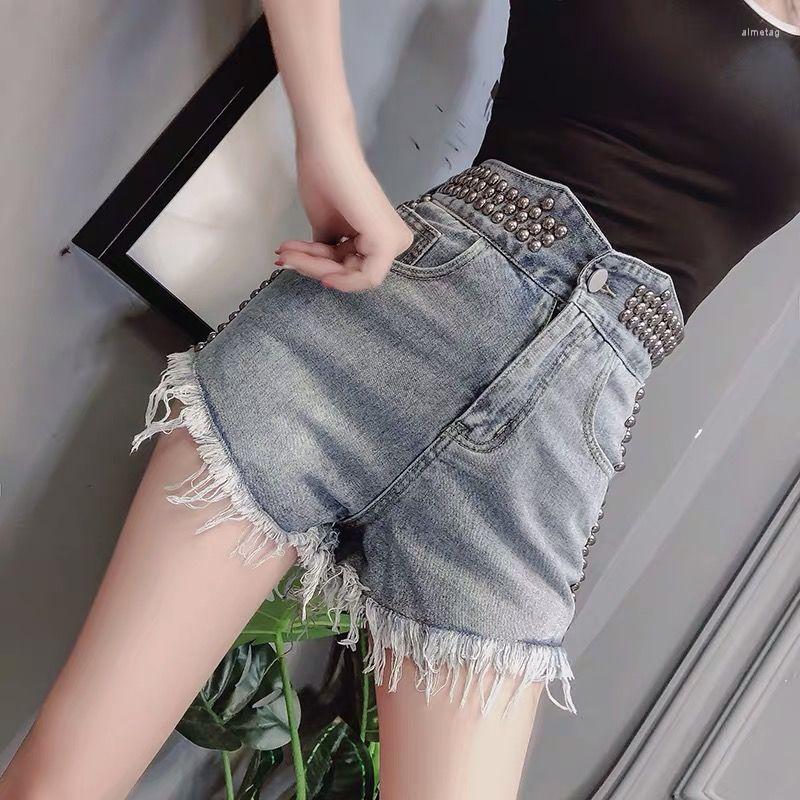 

Women' Jeans Women 2023 Summer Fashion High Waist Shorts Female Chic Ripped Denim Ladies Casual Rivet Y75, Blue