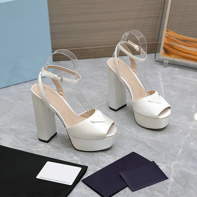 

P* Top Quality Womens Silk Sheepskin High Platform Spring Summer Shoes Sandal Block Heel Closed Toe Ankle Strap, Color 3