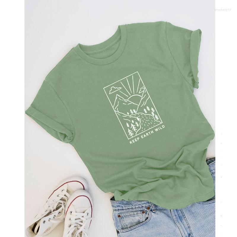

Women's T Shirts Keep Earth Wild T-shirts Women O-Neck Grunge Graphic Tee Shirt Top High Quality Summer Aesthetic Tumblr Cotton Tshirt Drop, Black edge