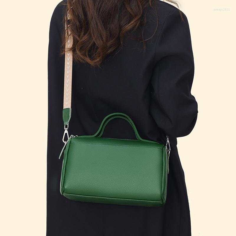 

Evening Bags Korean Casual Trend Sling Luxury Designer Handbags For Women Genuine Leather Boston Vintage Tote Black Messenger Shoulder