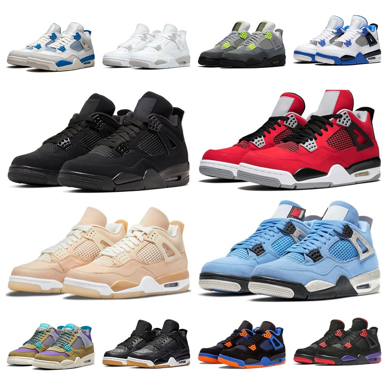 

Jumpman 4 4s Basketball Shoes Men Women Og 4s Black Blue White Oreo Unc Pink Silver Yellow Red Brown Green Bronze White Multi-color Sneakers, Shoes lace