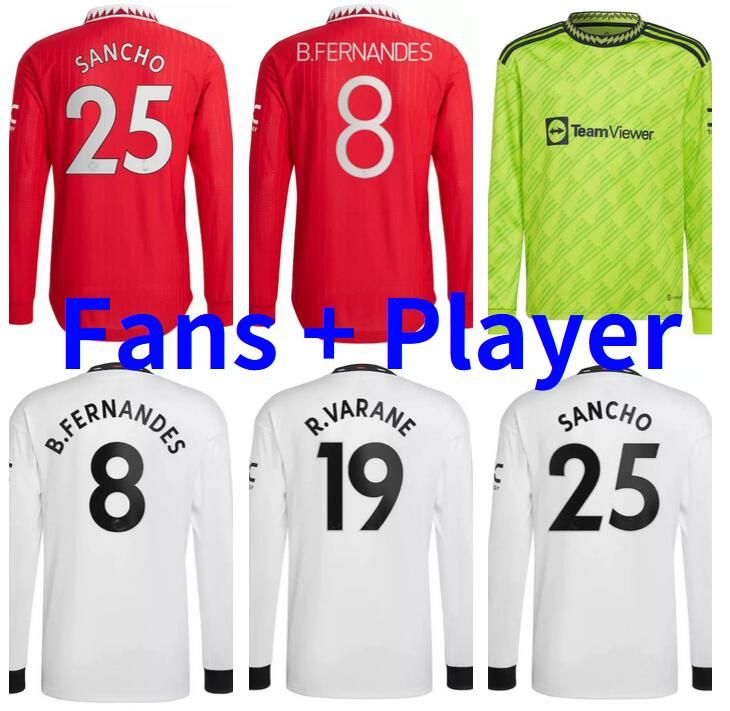 

Long sleeve 23 SANCHO RASHFORD soccer jerseyS B. FERNANDES 2022 2023 player version ANTONY CASEMIRO MANCHESTERS ERIKSEN MARTINEZ football shirt uniforms ZZ, 22/23