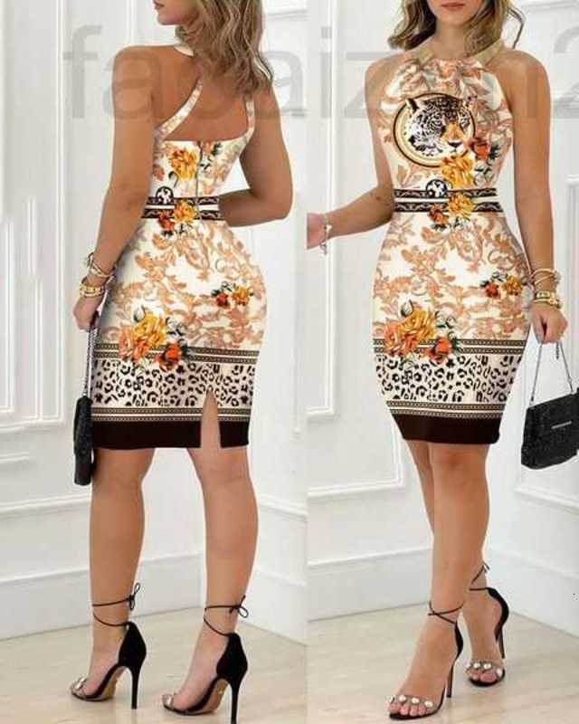 

Casual Dresses designer Women Knits ff Classic Letter Print High Quality Womens Slim Off Shoulder Dress One-piece Skirt Size -XL DKCU, Khaki