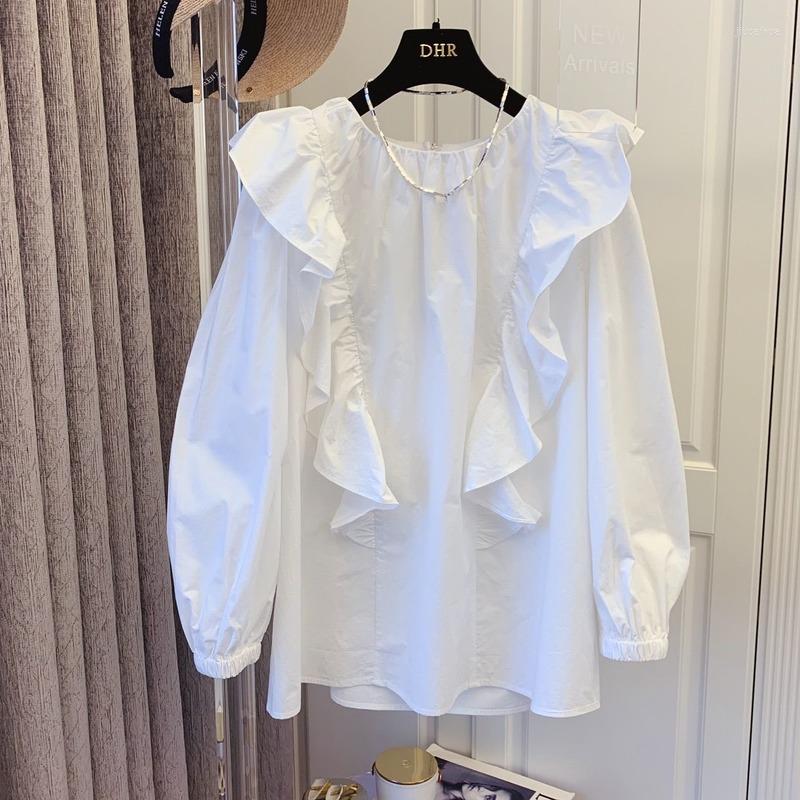 

Women' Blouses Womens Tops And Elegant Korean Long Sleeve White Shirt Ladies Solid Color Chemise Femme Blusa Feminina Streetwear X122