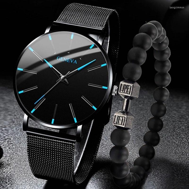 

Wristwatches 2PC Set 2023 Men Watches 2pcs Quartz Luxury Watch For Clock Fashion Male Dress Relogio Masculino, 2pcs set watch4451
