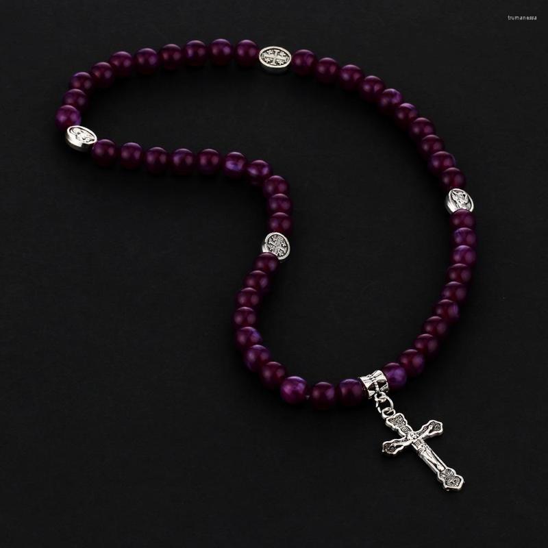 

Strand CottvoReligious Crucifix Cross Our Lady Charms Double Laps Purple Beaded Chain Prayer Rosary Bracelet Jewelry Baptism Gifts