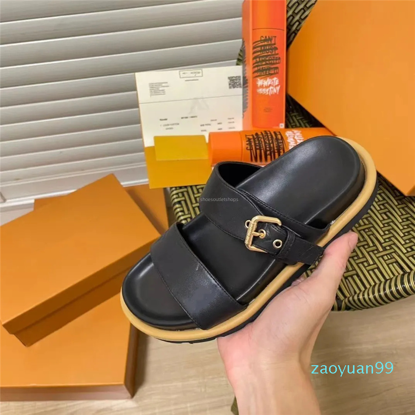 

Sandals Slippers Sandals BOM DIA Flat Mule 1A3R5M Cool Easy Fashion Slide 2 Straps adjusted Gold Buckle Women summer. 35-46 m is the same for men, Red