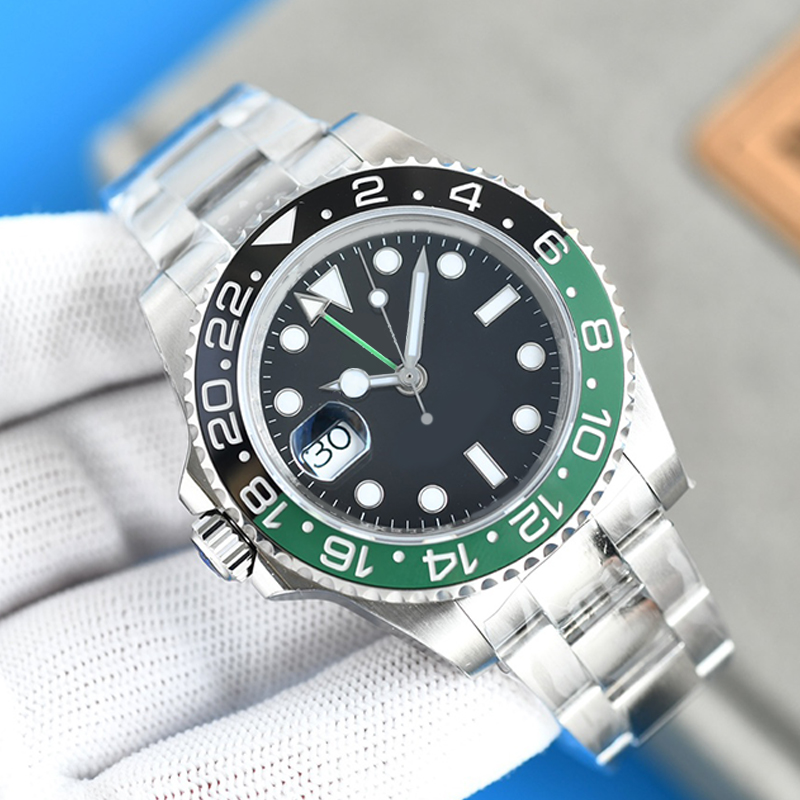 Ceramic green black dial men's watch 40mm automatic mechanical Wristwatches waterproof luminous stainless steel strap ST9 folding buckle sap-image-763874209