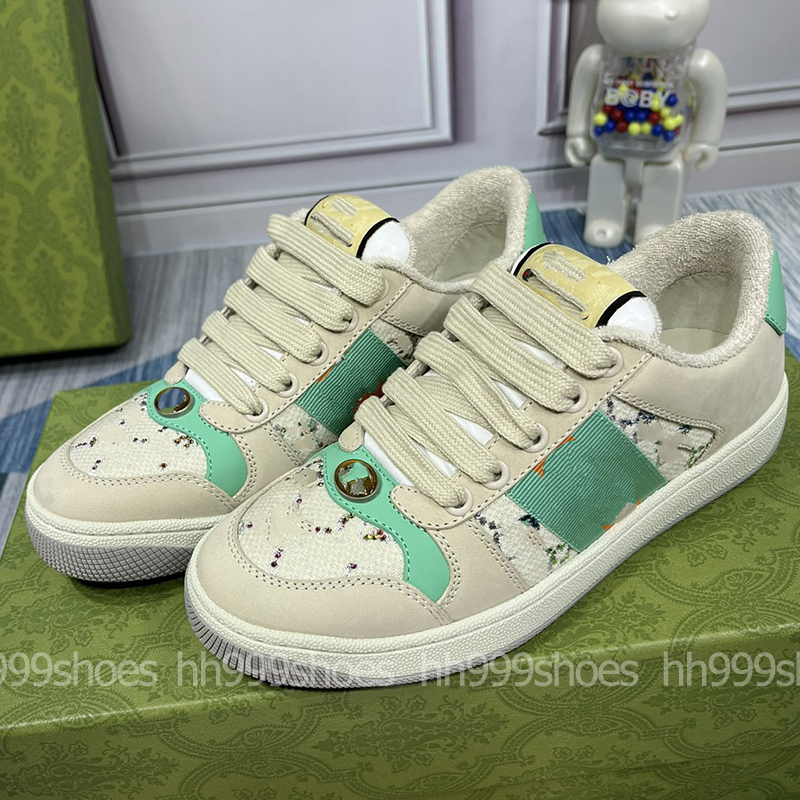 

Designer ACE Sneakers Men Women Casual Shoes Classic White Shoes Stripe Canvas Splicing Sneaker Animal Embroidery bee Trainers big Size 35-44, Green