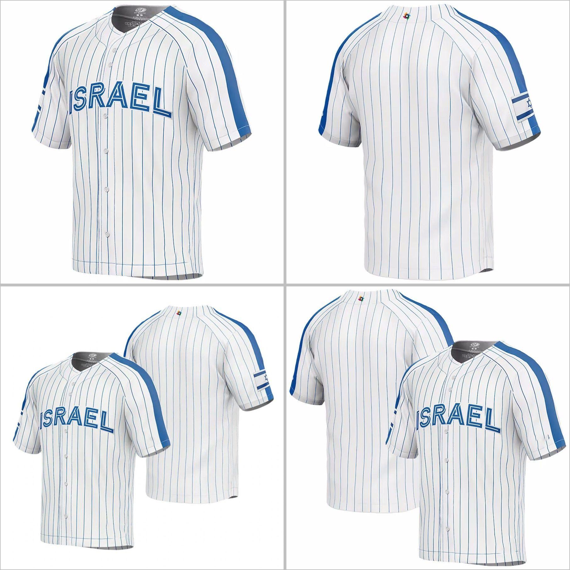 

CUSTOM Team Israel 2023 World Baseball Classic Jersey WBC Joc Pederson Jake Bird Richard Bleier Brandon Gold Dean Kremer Kyle Molnar Bubby R, Youth 2023