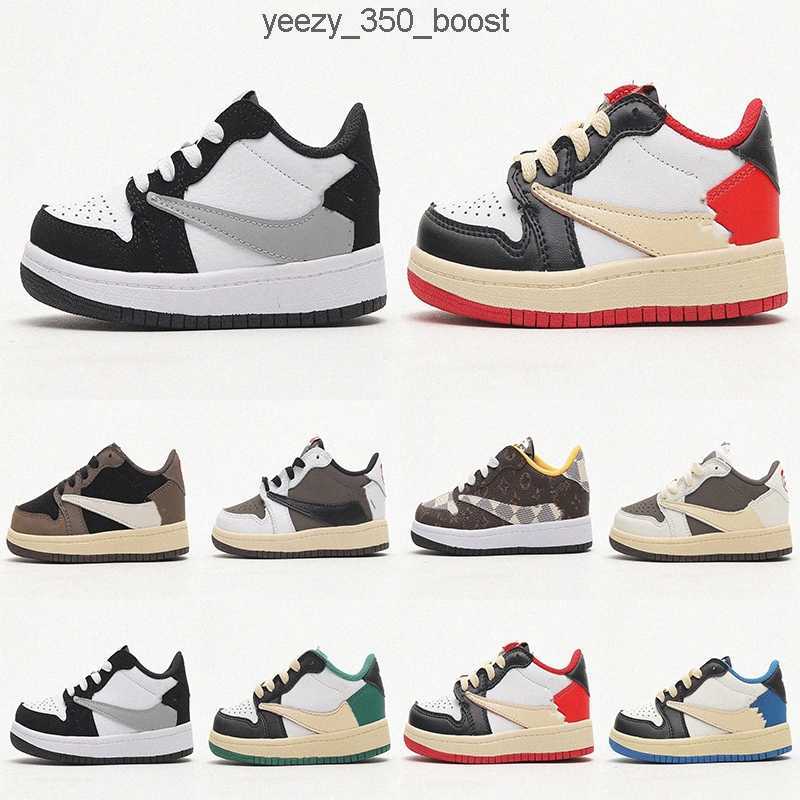 

Kids shoes Jumpman 1 low Wolf Grey blue black white red children youth 1s travis Multi mocha Sports basketball Baby infants prom night DR47, J-3