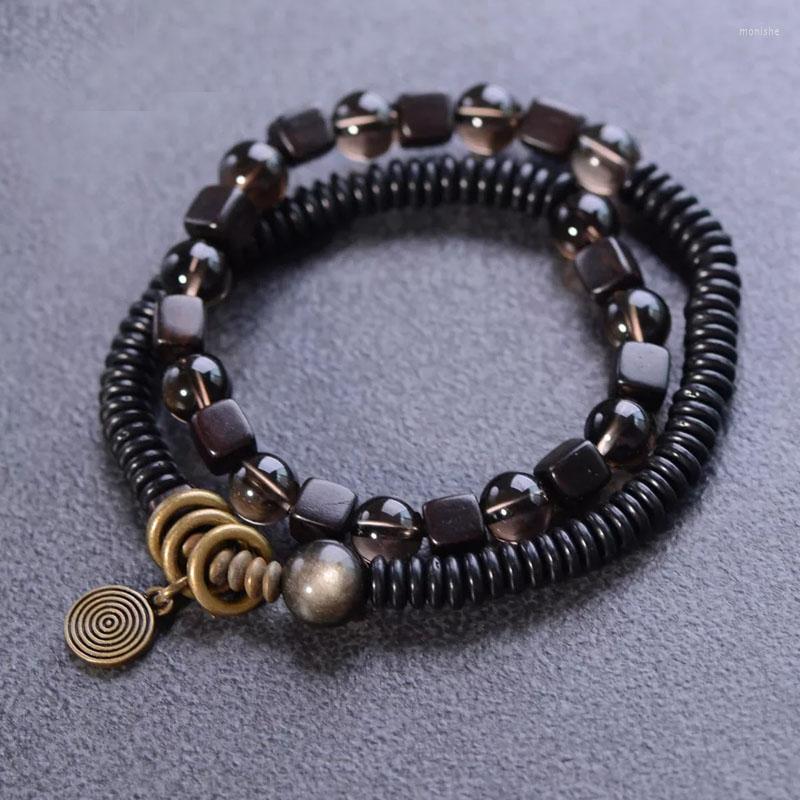 

Charm Bracelets Handmade Natural Crystal Bracelet Men Mixed Black Sanders Ebony For Women Creative Gift Him Her AT-02