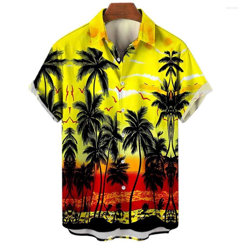 

Men's Casual Shirts Summer Fashion Men's 3d Hawaiian Oversized Beach Short Sleeve Coconut Tree Print Tees Tops Clothes Camiseta, E01-hy00609