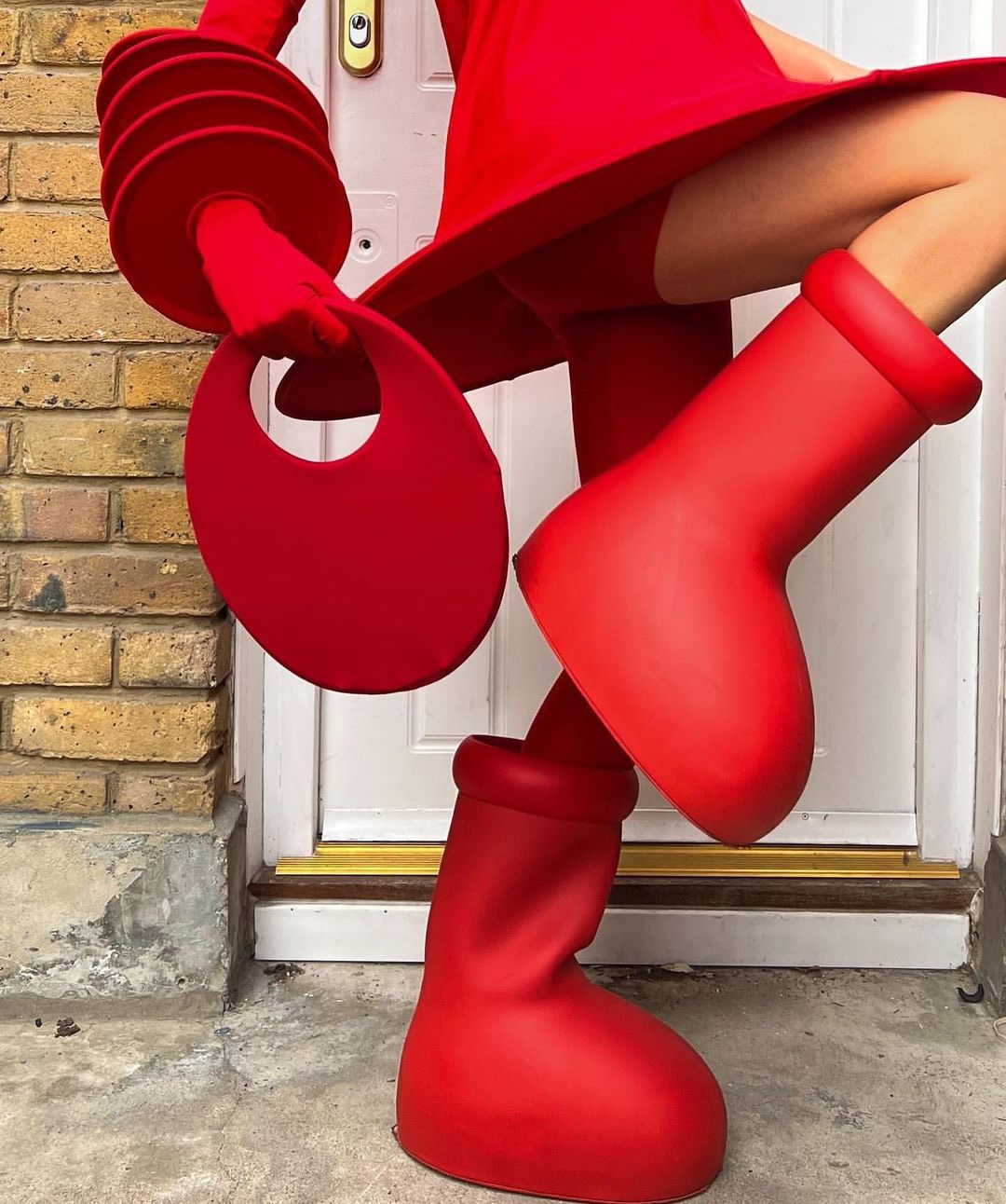

Designer Mscfh Men Women Rain Boots Big Red Boot EVE Rubber Astro Boy reps Over the Knee Booties Cartoon Shoes Thick Bottom Platform shoes