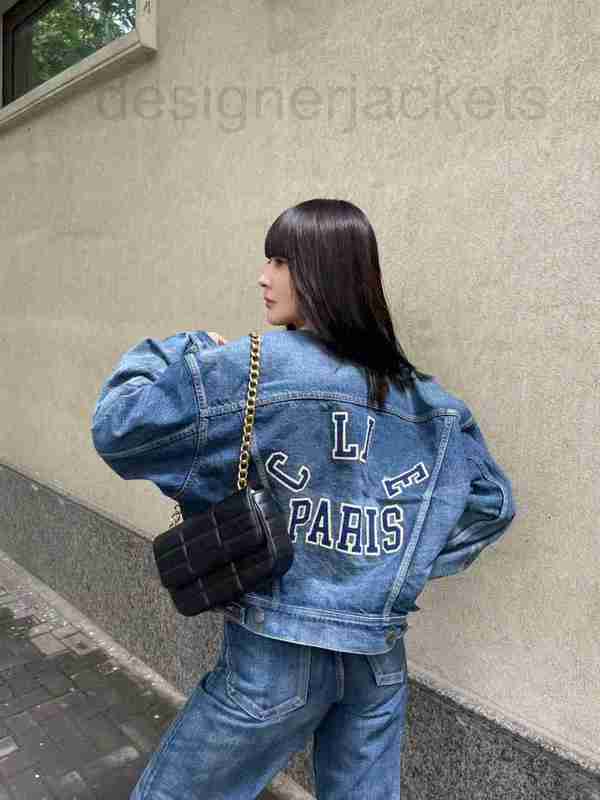 

Women' Jackets designer 2023 spring new European Korean version of ins super-fire letter embroidery Western-style color contrast denim coat woman UV3Y, Picture color