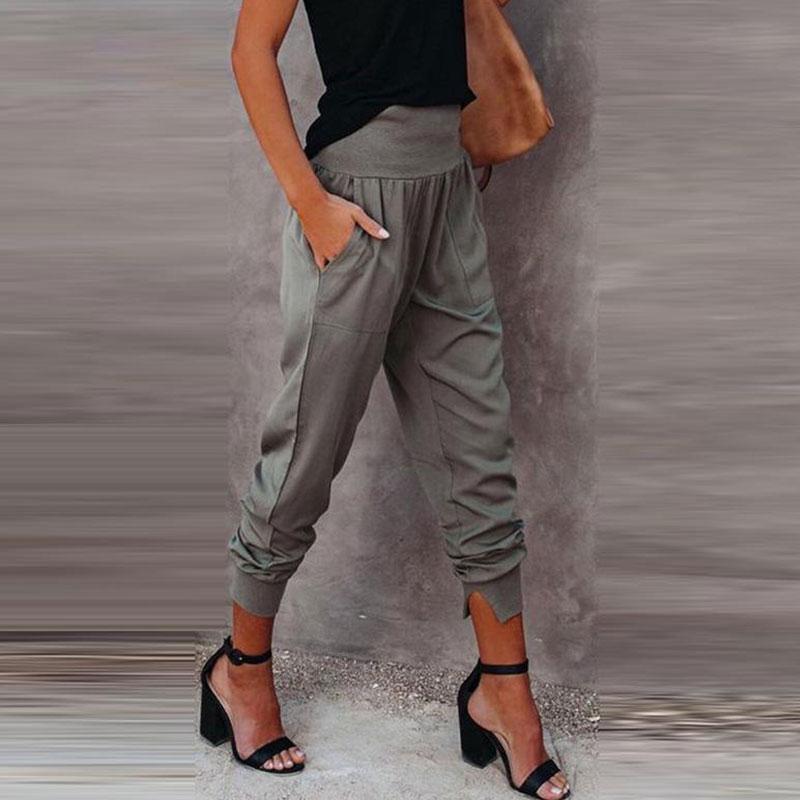 

Women' Pants & Capris Spring Summer Women Daily Wear Cargo Trousers Sportswear Solid Hip Hop Harem High Waist Pocket Design Casual Long, Gray