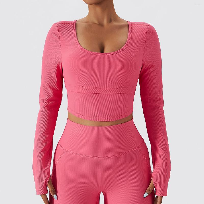 

Women' Tanks MODITIN In Sports Tank Tops Long Sleeve For Women Push Up Quick Dry Fitness Gym Bra Pretty Solid Color High Street Wear, Rose pink