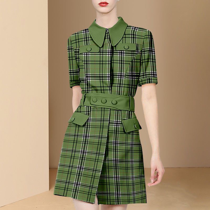

Casual Dresses Summer Dress For Women Short Sleeve Polo Collar Print Elegant Casual Office Dresses Ladies French Vintage Female Vestidos 230316, Picture style 9