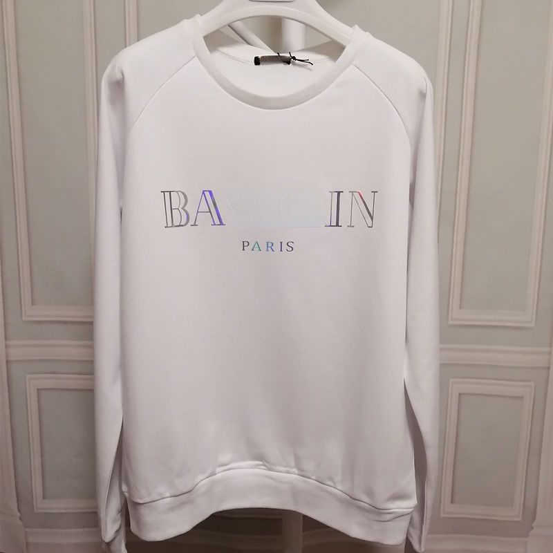 

Summer long sleeve sweater men women cotton sweatshirt designer hoodie pullover shirt round neck loose mens casual Tshirt, White silver