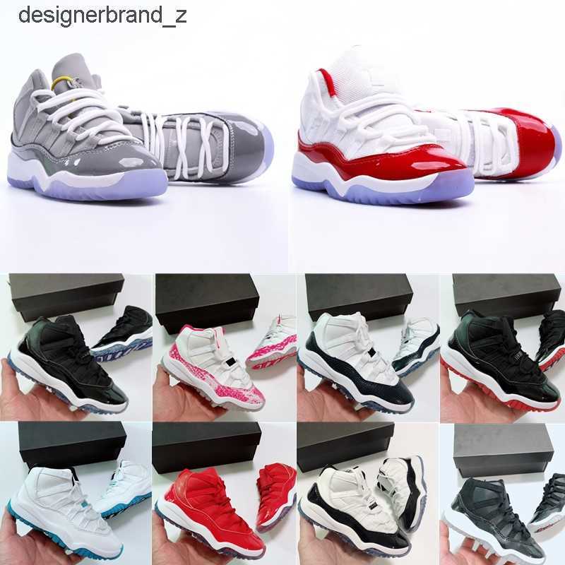 

Jumpman 11s boys basketball 11 shoe kids shoes Children black mid high sneaker Chicago designer Scotts military grey trainers baby kid youth T5RK