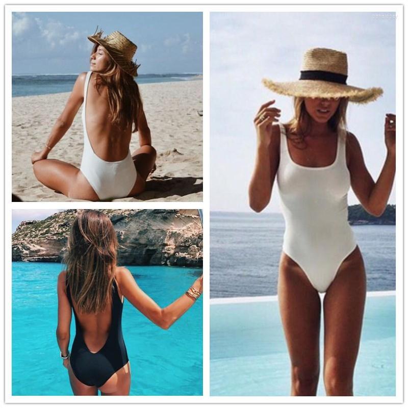 

Women' Swimwear White Women One Piece Swimsuit Solid Color Backless Monokini Bodysuit Push Up Tummy Control Bathing Suit, Black swimsuit