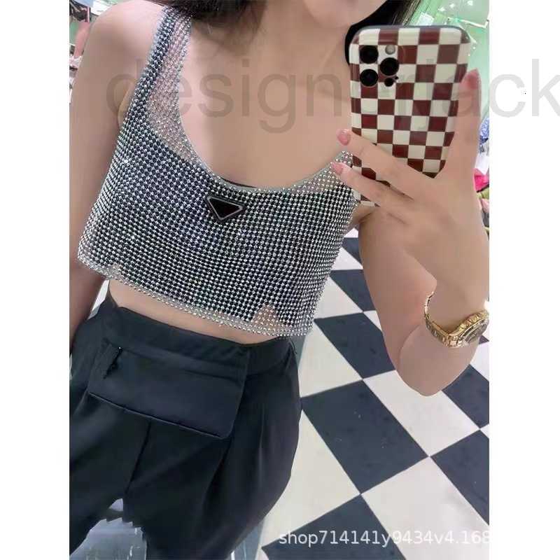 

Women' Tanks & Camis designer 23 Spring Summer Inverted Triangle Heavy Industry Shining Nail Drill Hollow Mesh Sling Vest with Two Linings O05X, Picture color