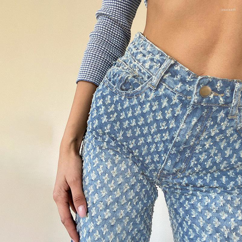 

Women' Jeans Women Vintage Denim Pants High-Waist Trousers Hollow Ripped Party Club Loose Straight Bottoms 90s Aesthetic Streetwear, Blue