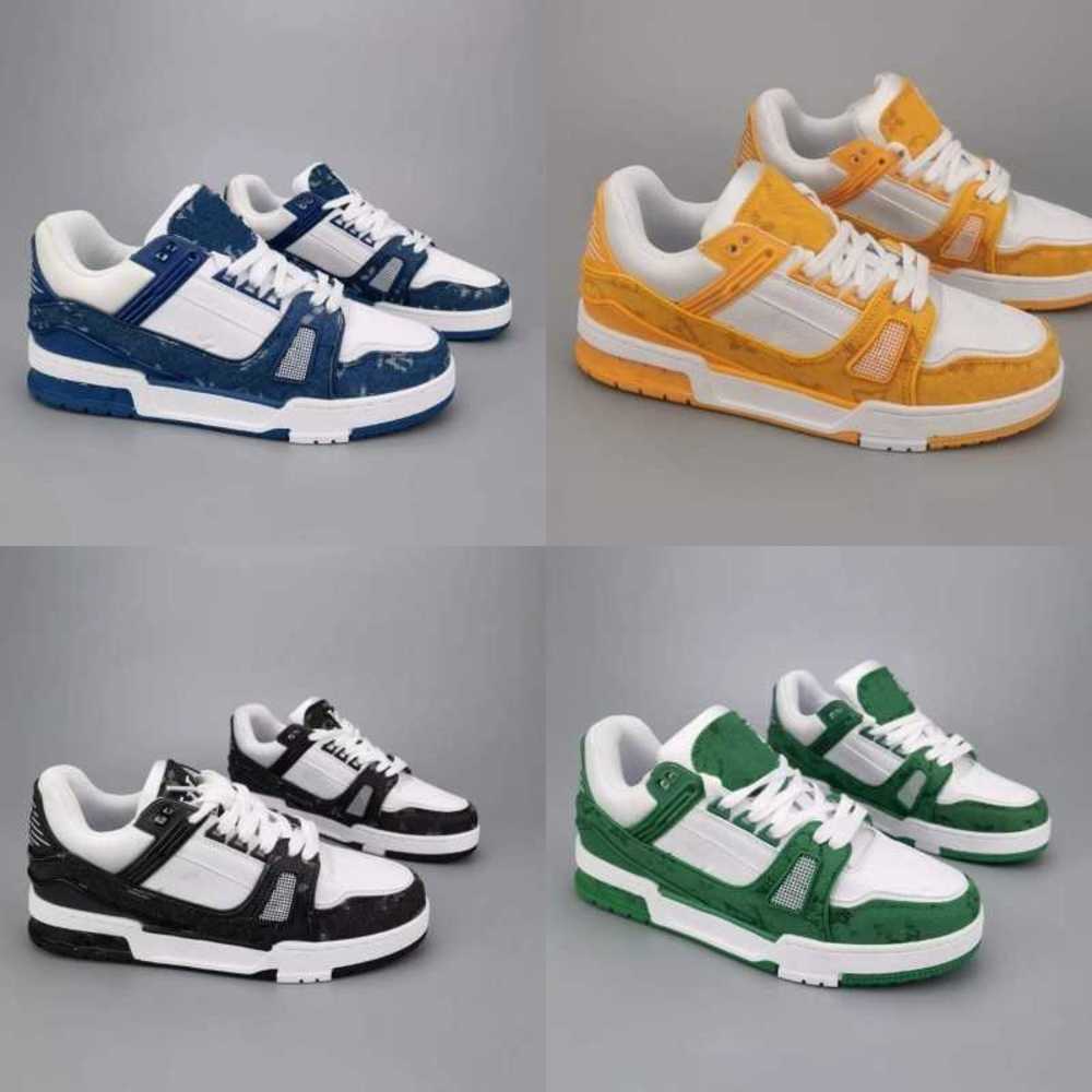 

Designer Men Causal Shoes Fashion Woman Leather Trainer Running Shoes White Green Red Blue Letter Overlays Platform Low Sneakers Size 36-45, Casual shoes