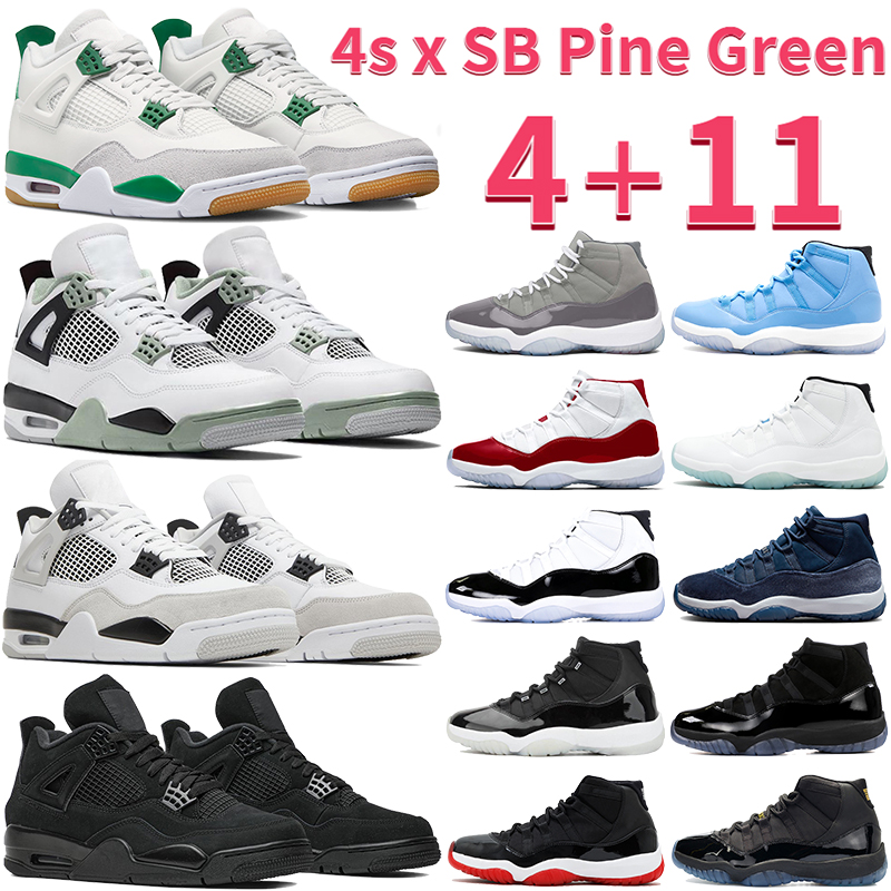 

jumpman 4s 11s casual shoes designer OG 4 11 sneakers men women Ping Green Seafoam Military Black Cat University Blue White Oreo Cherry Cool Grey Bred sports trainers, #color 30